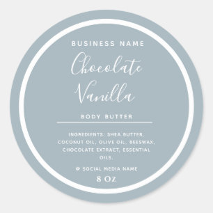 Minimalistische moderne typografie stoffig blauwe ronde sticker
