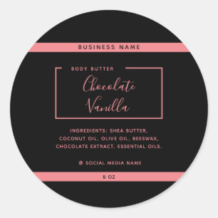 Minimalistische moderne typografie zwarte productl ronde sticker