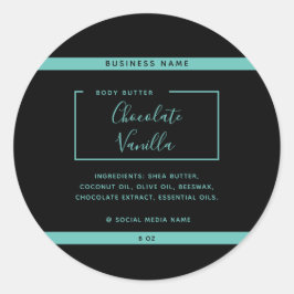 Minimalistische moderne typografie zwarte productl ronde sticker