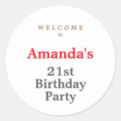 Minimalistische Moderne Verjaardagsfeestje Met Een Ronde Sticker (Voorkant)