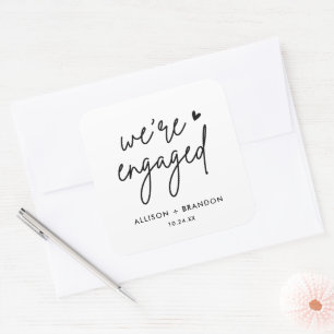 Minimalistische moderne verlovingsfeest Verliefd Vierkante Sticker