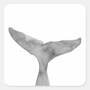 Minimalistische moderne Waterverf walvis fluke Vierkante Sticker