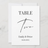 Minimalistische Moderne WEDDING Two Table Number K Bedankkaart (Achterkant)