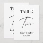 Minimalistische Moderne WEDDING Two Table Number K Bedankkaart (Voorkant / Achterkant)