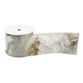 Minimalistische Moderne Witte Peonie  Bloemen Lint (Spoel)