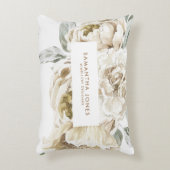 Minimalistische moderne witte Peonie bloemige Wate Accent Kussen (Voorkant(Verticaal))