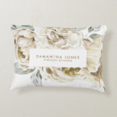 Minimalistische moderne witte Peonie bloemige Wate Accent Kussen (Achterkant)