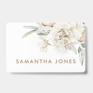Minimalistische moderne witte Peonie bloemige Wate Badge