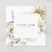 Minimalistische moderne witte Peonie bloemige Wate Contactkaartje (Voorkant)