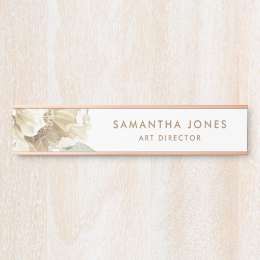 Minimalistische moderne witte Peonie bloemige Wate Deurbordje (Voorkant)