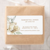 Minimalistische moderne witte Peonie bloemige Wate Etiket (Insitu)