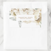 Minimalistische moderne witte Peonie bloemige Wate Rechthoekige Sticker (Tas)