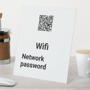 Minimalistische Moderne Witte Wi-Fi QR Code Sockel Reclamebord Met Voetstuk