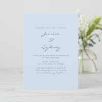 Minimalistische Moderne Zachte Blauwe Script Trouw