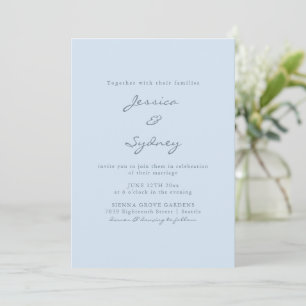 Minimalistische Moderne Zachte Blauwe Script Trouw Kaart