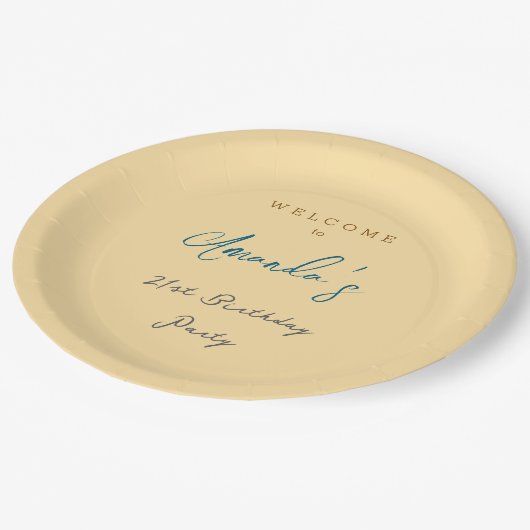 Minimalistische moderne zachte verjaardagsfeest be papieren bordje (Gekanteld)