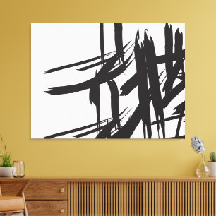 Minimalistische moderne zwart-wit abstracte muurku canvas afdruk