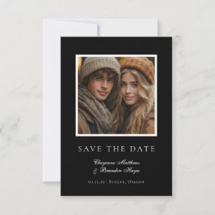 Minimalistische moderne zwart-wit elegante foto save the date