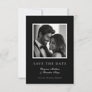 Minimalistische moderne zwart-wit elegante foto save the date