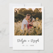 Minimalistische moderne zwart-wit foto Boho bruilo Kaart (Achterkant)