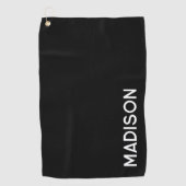 Minimalistische moderne zwart wit gepersonaliseerd golfhanddoek (Voorkant)