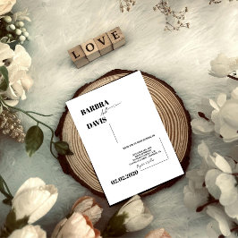 Minimalistische moderne zwart-wit huwelijksuitnodi kaart