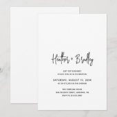 Minimalistische moderne zwart-wit verlovingsfeest kaart (Voorkant / Achterkant)