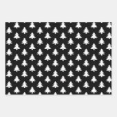 Minimalistische moderne zwart-witte kerstbomen inpakpapier vel (Voorkant)