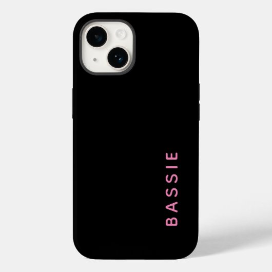 Minimalistische moderne zwarte aangepaste naam Case-Mate iPhone case (Achterkant)