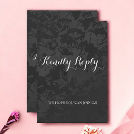 Minimalistische moderne zwarte bruiloft reactie Ka RSVP Kaartje