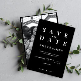 Minimalistische moderne zwarte foto bewaart de dat kaart