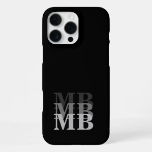 Minimalistische Moderne Zwarte Initiaal Monogram iPhone 16 Pro Max Hoesje