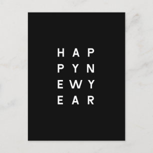 Minimalistische Moderne Zwarte Typografie Foto Nie Feestdagenkaart