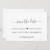 Minimalistische moderne zwarte witte kalligrafie b save the date (Voorkant / Achterkant)
