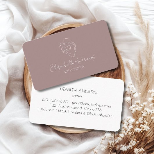 Minimalistische Moeder & Baby Line Art – Doula, vr Visitekaartje