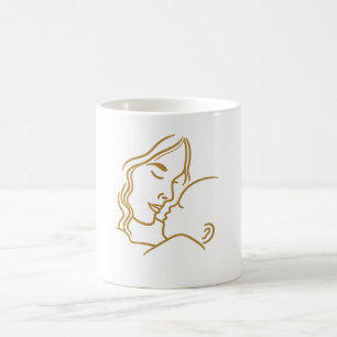 Minimalistische Moeder En Baby Lijn Kunst Design Koffiemok