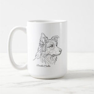 Minimalistische monochrome Border Collie lijnkunst Koffiemok