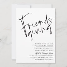 Minimalistische monochrome Friendsgiving uitnodigi