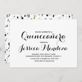 Minimalistische monochrome gouden Quinceañera Swee Kaart (Voorkant / Achterkant)