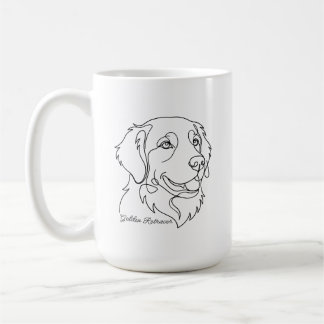 Minimalistische monochrome lijntekening van een Go Koffiemok
