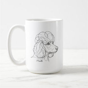 Minimalistische monochrome lijntekening van een po koffiemok