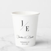 Minimalistische monogram bruiloft | Wit Papieren Bekers (Voorkant)