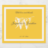 Minimalistische Monogram Chic Script Elegante Geel Sparkling Wijnetiket (Enkel label)