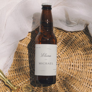 Minimalistische Monogram Editoriaal Huwelijk Bier Etiket