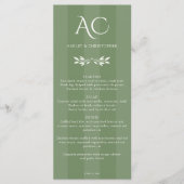 Minimalistische Monogram Gestreepte Gedempte Groen Menu (Voorkant)