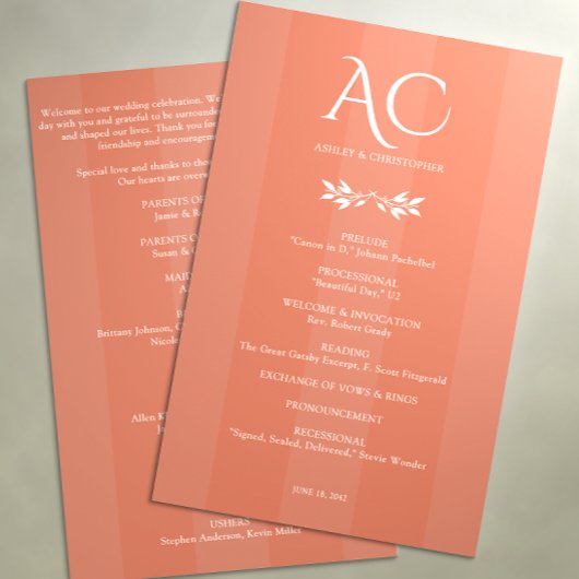 Minimalistische Monogram Gestreepte Koper Rode Huw Programma