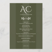 Minimalistische Monogram Gestreepte Olijfgroene Hu Programma (Voorkant)