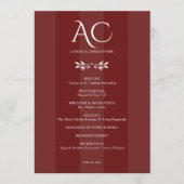 Minimalistische Monogram Gestreepte Rozenhout Rode Programma (Voorkant)