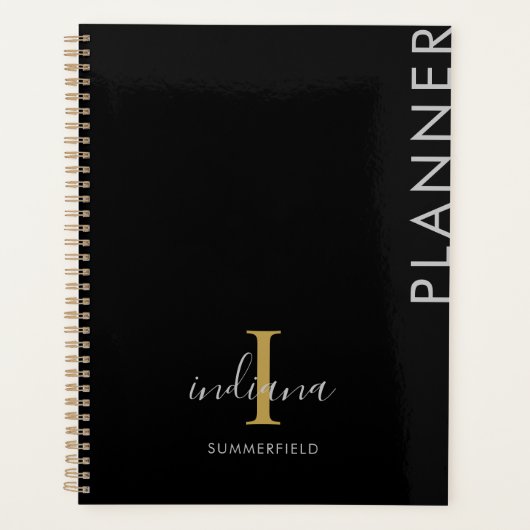 Minimalistische Monogram Handgeschreven Script Naa Planner (Voorkant)