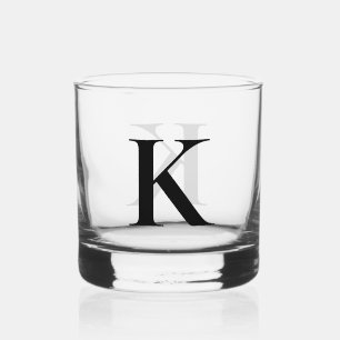 Minimalistische Monogram Initiaal Letter Whisky Glas